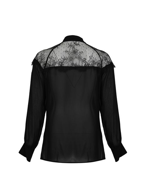 Blusa fluida in georgette e pizzo con fiocco Patrizia Pepe | 8C0859 A692K103